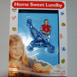 Lundby stroller och baby röd