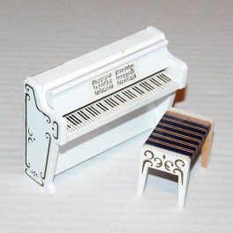 Lundby ArtNr 5461 Piano med pall vitt