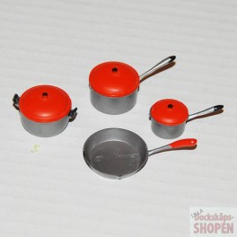 Lundby ArtNr 6600 Kastrullset grått rött