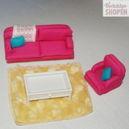 Lundby ArtNr 602083 Vardagsrum rosacerise