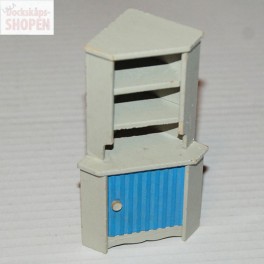 Lundby Hörnskåp grått med turkoise dörr