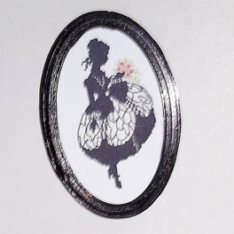 Svart oval tavla med bild YM 20X30mm