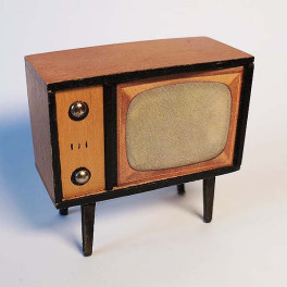 Lundby TV oldies teak lite större