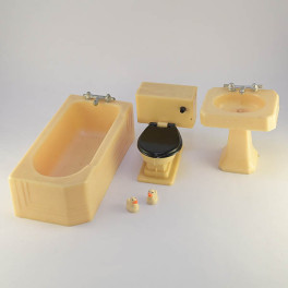 Badrum 3 delar beige och 2 beige ankor