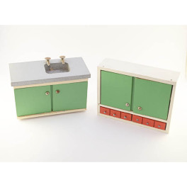 Lundby Köksdelar Diskbänk med överskåp grönt