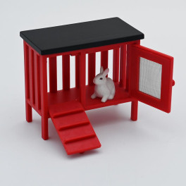 Lundby Kaninbur Röd med kanin