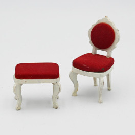 Lundby Rokokostol och pall med skav