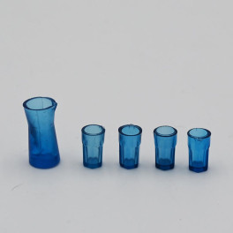 Lundby 4 blå glas och tillbrinage