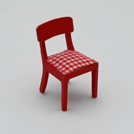 Lundby Köksstol röd med rutigt tyg