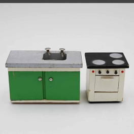 Lundby Diskbänk grön och Spis oldies