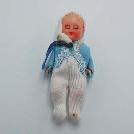 Plast docka 7,5 cm baby blå