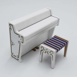 Lundby ArtNr 5461 Piano med pall vitt