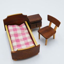 Lundby Lerro Teak Säng med svängd gavel