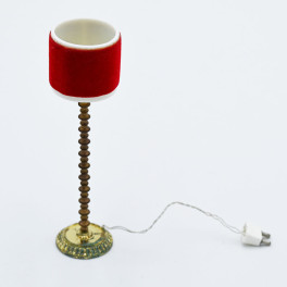 Lundby Golvlampa med röd skärm och guldig fot