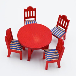 Lundby  Köksmöbler röda  med blå isch dyna